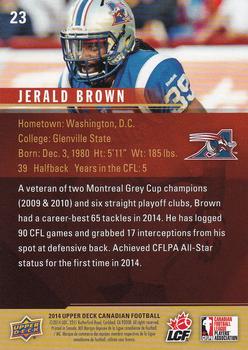 2014 Upper Deck CFPLA All-Stars #23 Jerald Brown Back