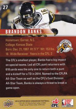2014 Upper Deck CFPLA All-Stars #27 Brandon Banks Back