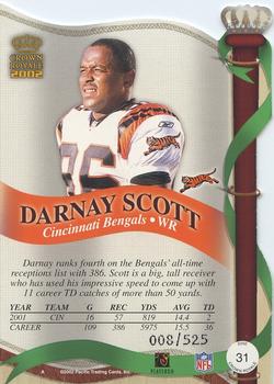 2002 Pacific Crown Royale - Red #31 Darnay Scott Back