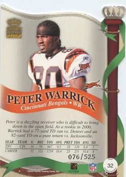 2002 Pacific Crown Royale - Red #32 Peter Warrick Back