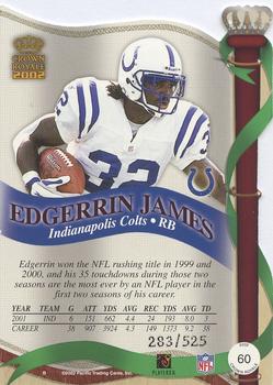 2002 Pacific Crown Royale - Red #60 Edgerrin James Back