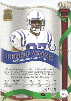 2002 Pacific Crown Royale - Red #63 Reggie Wayne Back