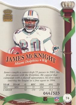 2002 Pacific Crown Royale - Red #74 James McKnight Back