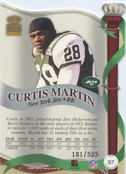 2002 Pacific Crown Royale - Red #97 Curtis Martin Back