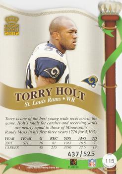 2002 Pacific Crown Royale - Red #115 Torry Holt Back