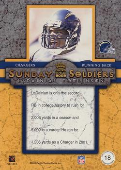 2002 Pacific Crown Royale - Sunday Soldiers #18 LaDainian Tomlinson Back
