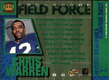 1996 Pacific Crown Royale - Field Force #FF-19 Chris Warren Back