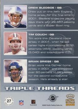 2002 Pacific Crown Royale - Triple Threads Jerseys #27 Drew Bledsoe / Tim Couch / Brian Griese Back