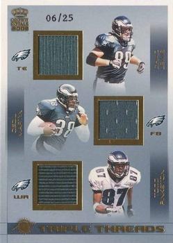 2002 Pacific Crown Royale - Triple Threads Jerseys Gold #15 Chad Lewis / Cecil Martin / Todd Pinkston Front