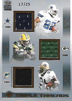 2002 Pacific Crown Royale - Triple Threads Jerseys Gold #38 Emmitt Smith / Ahman Green / Ricky Williams Front