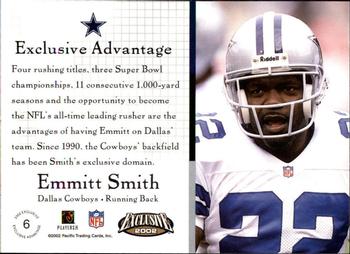 2002 Pacific Exclusive - Exclusive Advantage #6 Emmitt Smith Back