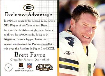 2002 Pacific Exclusive - Exclusive Advantage #7 Brett Favre Back