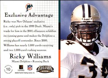 2002 Pacific Exclusive - Exclusive Advantage #10 Ricky Williams Back