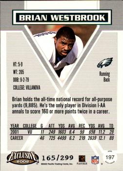 2002 Pacific Exclusive - Blue #197 Brian Westbrook Back