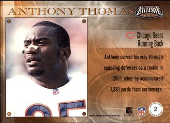 2002 Pacific Exclusive - Etched in Stone #2 Anthony Thomas Back