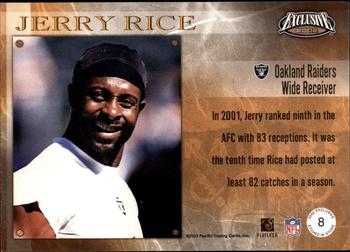 2002 Pacific Exclusive - Etched in Stone #8 Jerry Rice Back