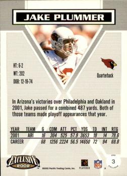 2002 Pacific Exclusive - Gold #3 Jake Plummer Back