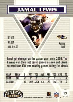2002 Pacific Exclusive - Gold #13 Jamal Lewis Back