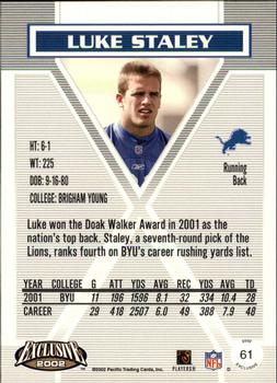 2002 Pacific Exclusive - Gold #61 Luke Staley Back