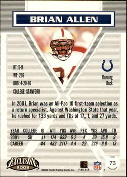 2002 Pacific Exclusive - Gold #73 Brian Allen Back