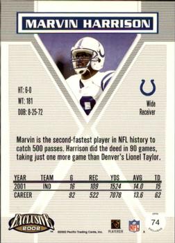 2002 Pacific Exclusive - Gold #74 Marvin Harrison Back