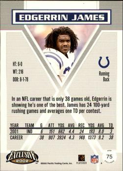 2002 Pacific Exclusive - Gold #75 Edgerrin James Back