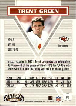 2002 Pacific Exclusive - Gold #83 Trent Green Back