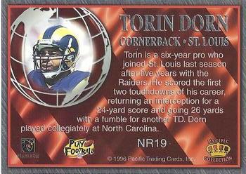 1996 Pacific Crown Royale - NFL Regime #NR19 Torin Dorn Back