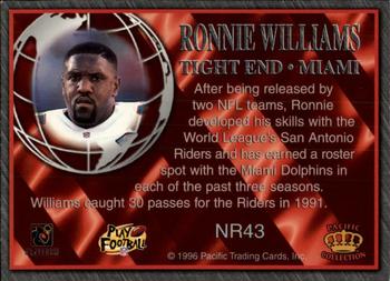 1996 Pacific Crown Royale - NFL Regime #NR43 Ronnie Williams Back