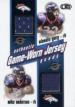 2002 Pacific Heads Up - Game Worn Jersey Quads #12 Mike Anderson / Olandis Gary / Brian Griese / Rod Smith Front