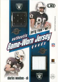 2002 Pacific Heads Up - Game Worn Jersey Quads #25 Tim Brown / Zack Crockett / Jerry Rice / Charles Woodson Back