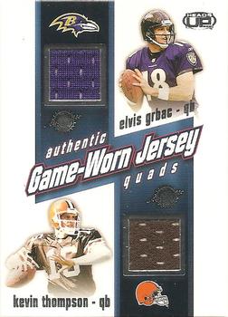 2002 Pacific Heads Up - Game Worn Jersey Quads #44 Elvis Grbac / Kevin Thompson / Tee Martin / Todd Husak Front