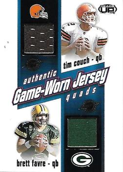 2002 Pacific Heads Up - Game Worn Jersey Quads #50 Tim Couch / Brett Favre / Donovan McNabb / Drew Brees Front