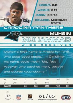2002 Pacific Heads Up - Red #17 Muhsin Muhammad Back