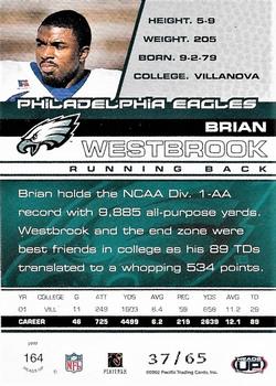 2002 Pacific Heads Up - Red #164 Brian Westbrook Back
