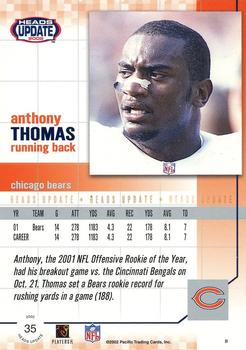 2002 Pacific Heads Update - Blue #35 Anthony Thomas Back