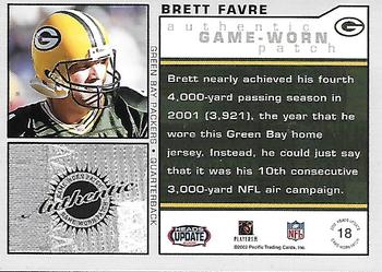 2002 Pacific Heads Update - Game Worn Jerseys #18 Brett Favre Back