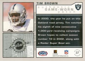 2002 Pacific Heads Update - Game Worn Jerseys Gold #37 Tim Brown Back