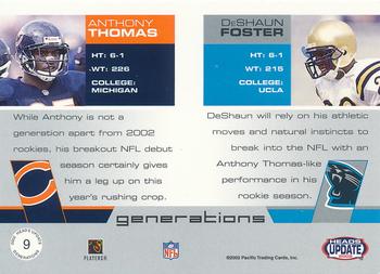 2002 Pacific Heads Update - Generations #9 Anthony Thomas / DeShaun Foster Back