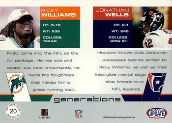 2002 Pacific Heads Update - Generations #20 Ricky Williams / Jonathan Wells Back