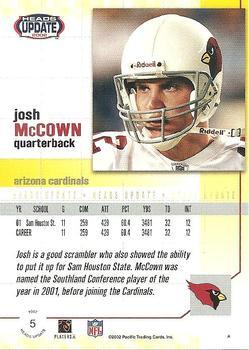 2002 Pacific Heads Update - Red #5 Josh McCown Back