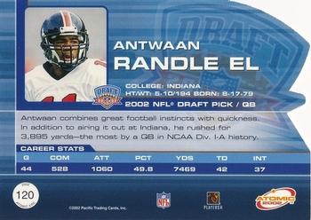 2002 Pacific Private Stock Reserve - Atomic Previews #120 Antwaan Randle El Back