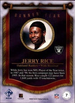2002 Pacific Private Stock Reserve - Banner Year #7 Jerry Rice Back