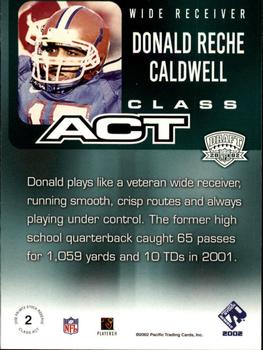 2002 Pacific Private Stock Reserve - Class Act #2 Reche Caldwell Back