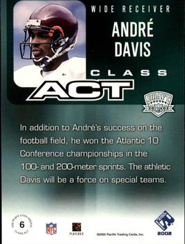 2002 Pacific Private Stock Reserve - Class Act #6 Andre Davis Back