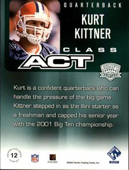 2002 Pacific Private Stock Reserve - Class Act #12 Kurt Kittner Back