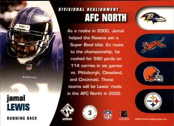 2002 Pacific Private Stock Reserve - Divisional Realignment #3 Jamal Lewis Back