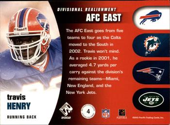 2002 Pacific Private Stock Reserve - Divisional Realignment #4 Travis Henry Back
