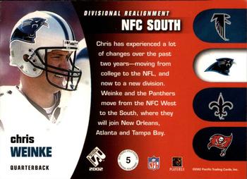 2002 Pacific Private Stock Reserve - Divisional Realignment #5 Chris Weinke Back