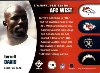 2002 Pacific Private Stock Reserve - Divisional Realignment #10 Terrell Davis Back